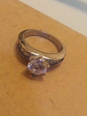 Stainless Steel Solitaire Ring with Clear Stone - Silver